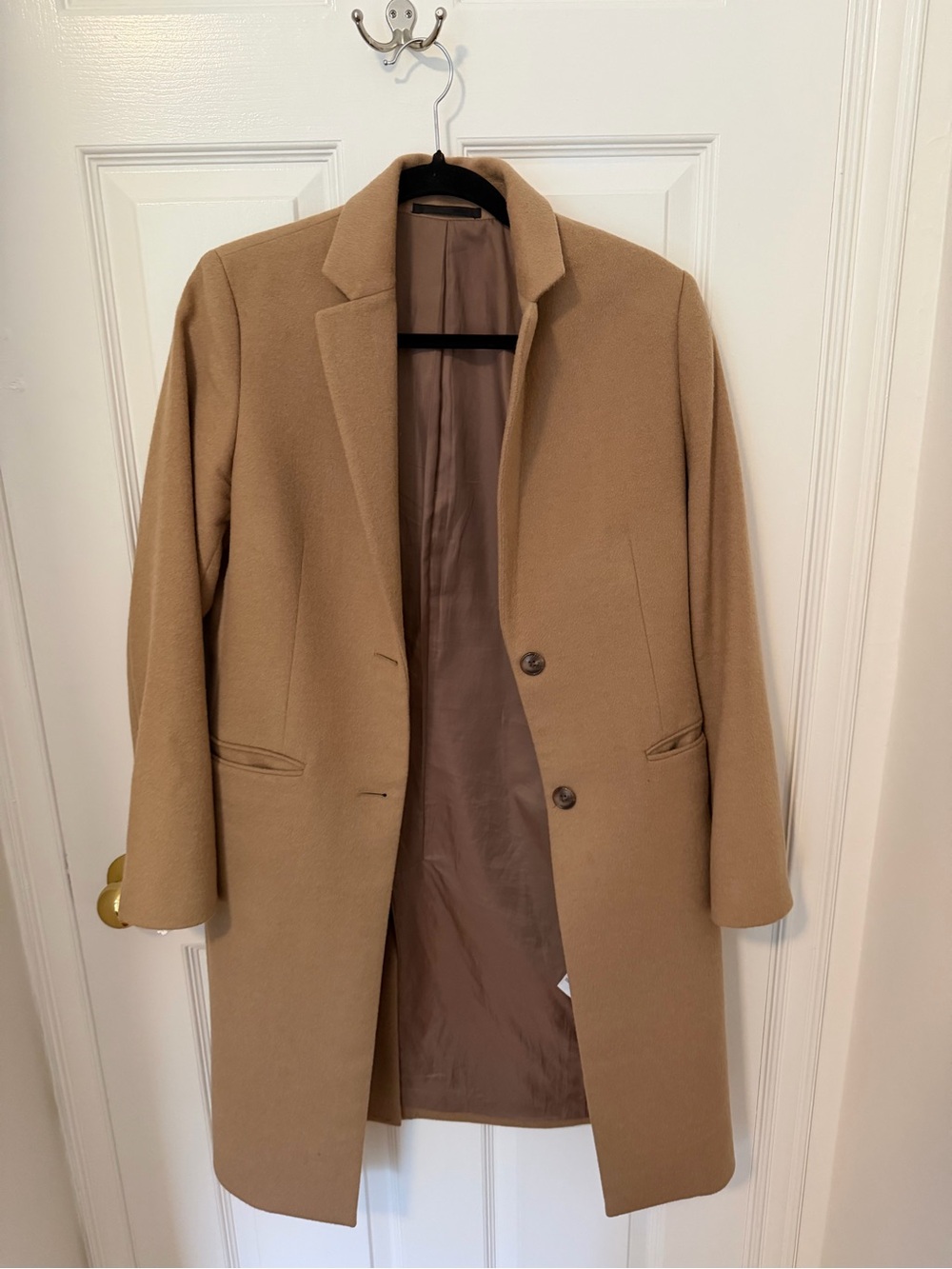 Uniqlo Camel Wool-Blend Single-Breasted Pea Coat